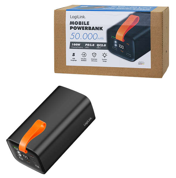 Naar omschrijving van PA0351 - Mobile Power Bank, 50.000mAh, PD 100W, black