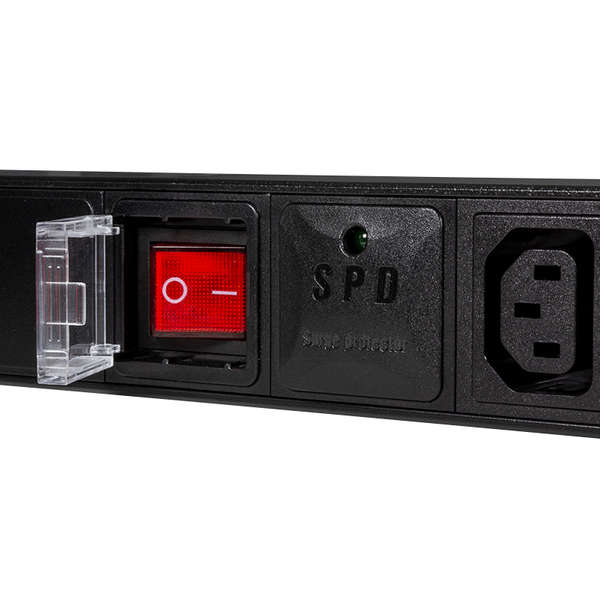 Naar omschrijving van PDU8A02 - 19 inch 8-v spanningsslof, C13, zwart, Schakelaar, ovespan.beveiliging 2m