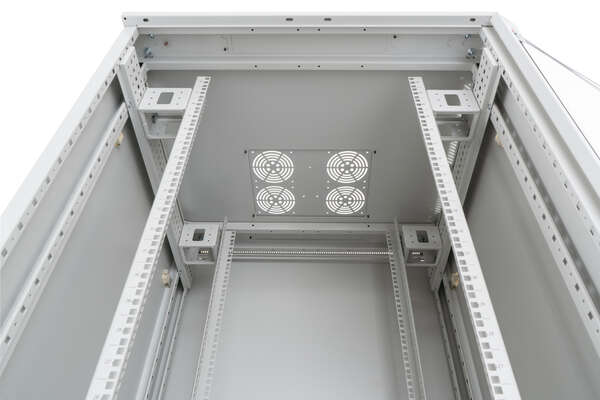 Naar omschrijving van PEL-2466GR-G1SV - 19'' Netwerkkast PEL 24HE 600x600 RAL7035 glazen voordeur, metalen achterdeur