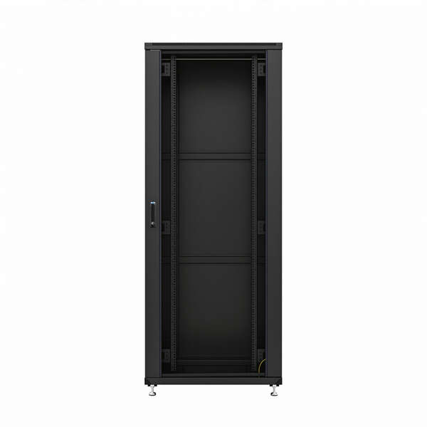 Naar omschrijving van PEL-2466TS-G1SV - 19'' Netwerkkast PEL 24HE 600x600 RAL9005  glazen voordeur, metalen achterdeur