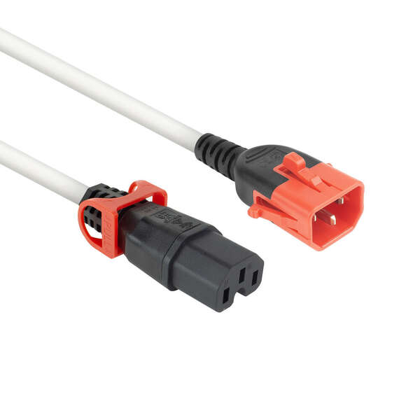 Naar omschrijving van PL0052 - ACT Netsnoer C14 IEC Lock+ Dual Locking - C15 IEC Lock+ wit 2 m, PC3875