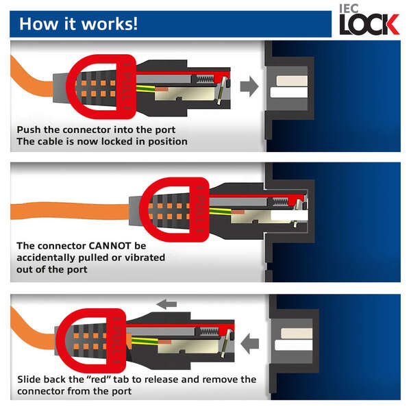 Naar omschrijving van PL0053 - ACT Netsnoer C14 IEC Lock+ Dual Locking - C15 IEC Lock+ wit 3 m, PC3879