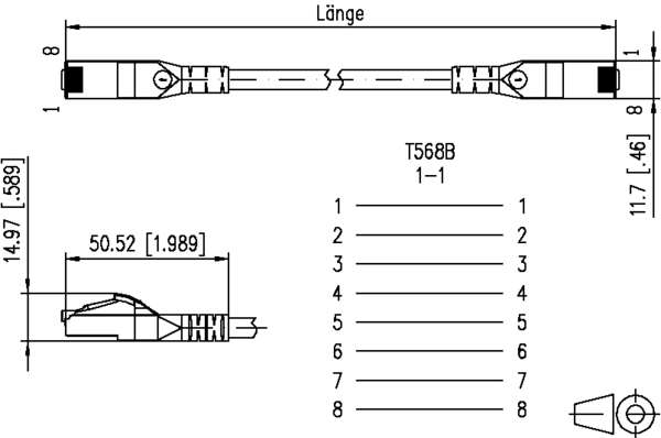 Naar omschrijving van MS6AZW080 - Patch Cable Cat.6A AWG 26 10G  8 m zwart