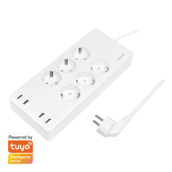 Naar omschrijving van SH0105 - Wi-Fi Smart Socket outlet, 6-way, (CEE 7/3), 4x USB, Tuya compatible, 1,8m