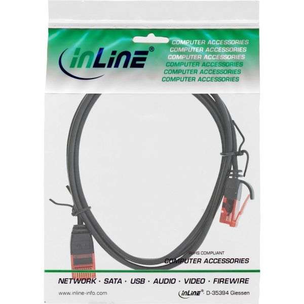 Naar omschrijving van 71203S - InLine Slim Patch cable, U/UTP, Cat.6, black, 3m