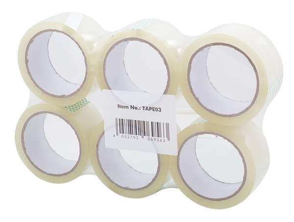 Naar omschrijving van TAPE03 - Dozentape, low noise, 48 mm x 66 m, transparant (6 Rollen)