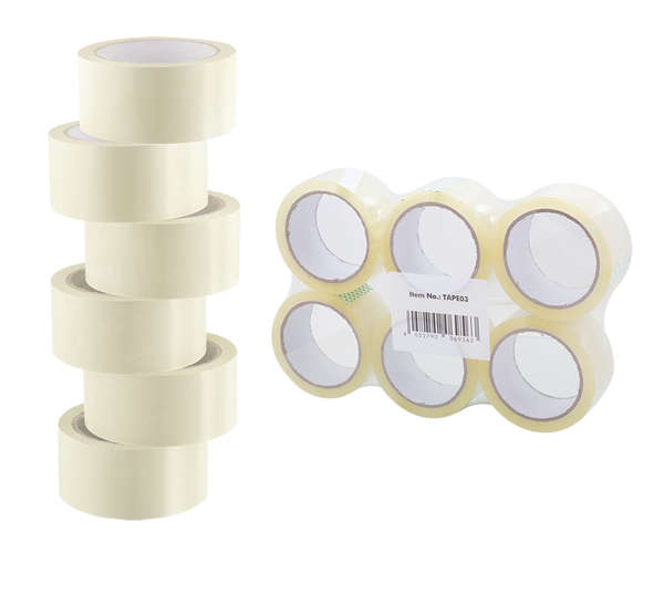 Naar omschrijving van TAPE03 - Dozentape, low noise, 48 mm x 66 m, transparant (6 Rollen)