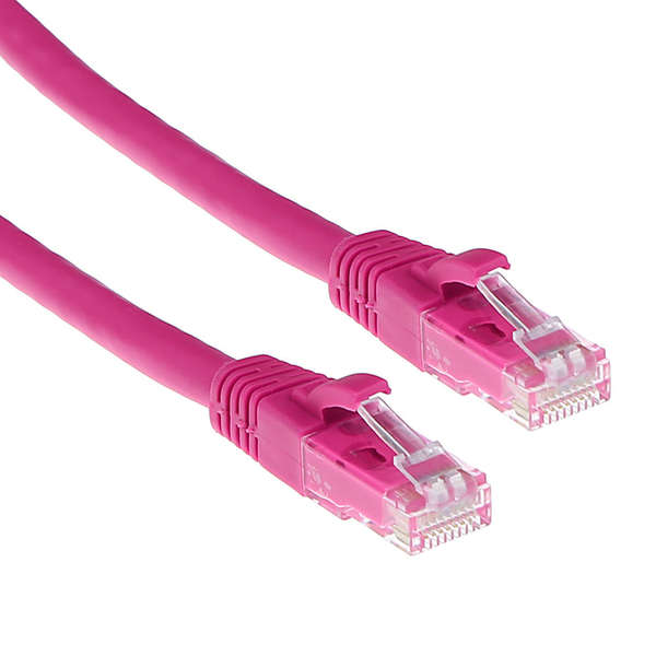 Naar omschrijving van U6RZL100 - CAT6 UTP patchkabel roze snagless met lipbeschermer 10m