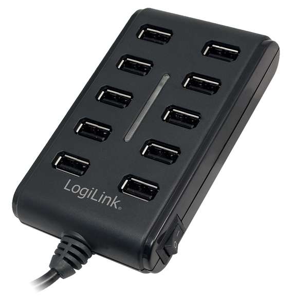 Naar omschrijving van UA0125 - LogiLink USB 2.0 Hub, 10-Port with On/Off Switch