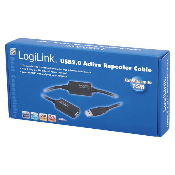 Naar omschrijving van UA0146 - Extension cable Active USB 2.0, black, 20m