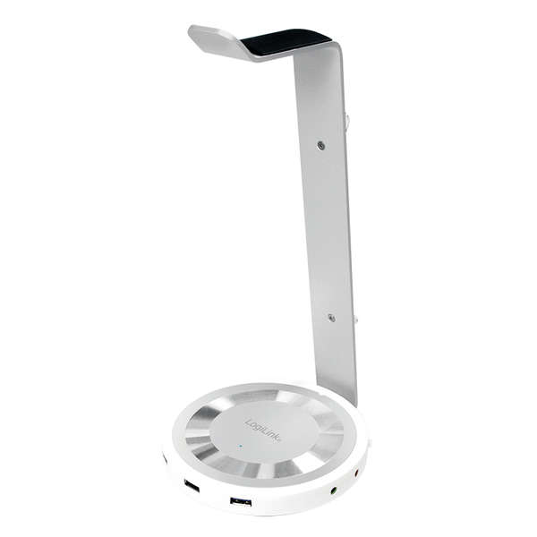 Naar omschrijving van UA0304 - Aluminum headset stand, with 3x usb and 3,5mm ports, silver