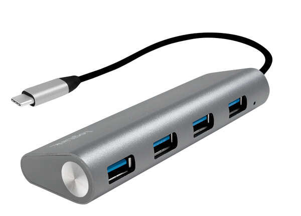 Naar omschrijving van UA0309 - USB 3.2 Gen1x1 USB-C 4-port hub, with aluminum casing