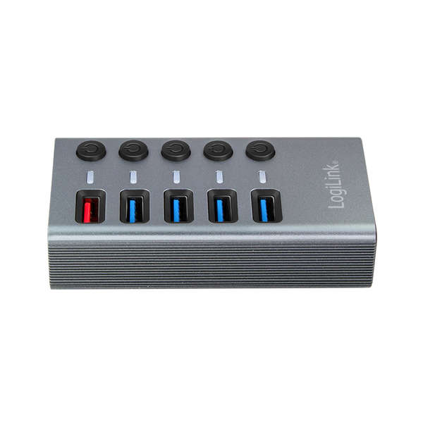 Naar omschrijving van UA0386 - USB 3.2 Gen 1 hub 4 port 1x Fast Charging port, on off switch