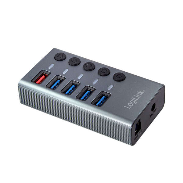 Naar omschrijving van UA0386 - USB 3.2 Gen 1 hub 4 port 1x Fast Charging port, on off switch