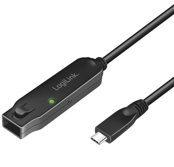 Naar omschrijving van UA0418 - USB 3.2 Gen2 cable, USB-C/M to USB-C/F, amplifier, black, 5 m