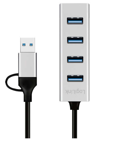 Naar omschrijving van UA0455 - USB 3.1  Hub, 4-port, USB-A+C, aluminum, grey