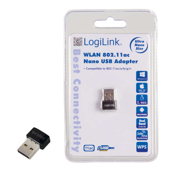 Naar omschrijving van WL0237 - LogiLink Wireless LAN 802.11ac Nano USB 2.0 Adapter