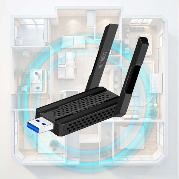Naar omschrijving van WL0250 - WLAN 802.11ax, WI-FI 6E, 3000Mbit/s USB 3.0 Adapter, w/ antenna