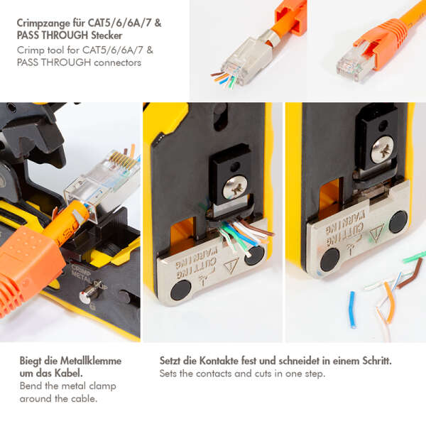 Naar omschrijving van WZ0060 - Crimp tool for CAT5/6/6A/7 & PASS THROUGH connectors