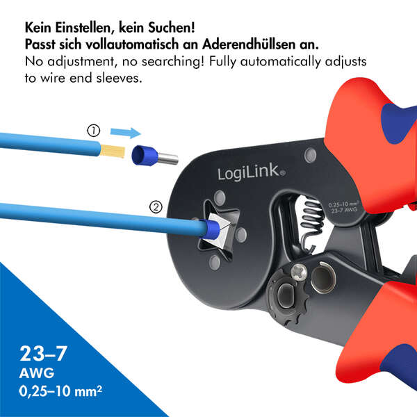 Naar omschrijving van WZ0082 - Self-adjusting crimping pliers for wire ferrules 0.25 - 10 mm²