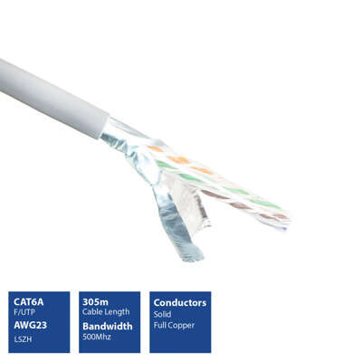 Naar omschrijving van XS6120 - CAT6A F/UTP AWG23 SOLID 305M B2ca, s1a, d0, a1
